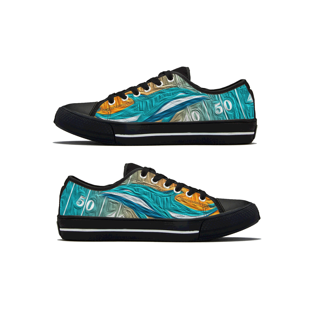 Men's Miami Dolphins Low Top Canvas Sneakers 004